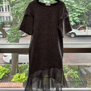 Drifter Grey T Shirt Midi Dress with Ruffles